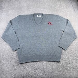 VINTAGE Lee Nutmeg Sweater Mens 2XL XXL Grey Chicago 300 Bowling V Neck Pullover